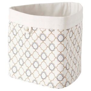 IKEA NEW SMORBULT Bread Basket White Brown Geometric 9x10" 22x25 cm Housewares